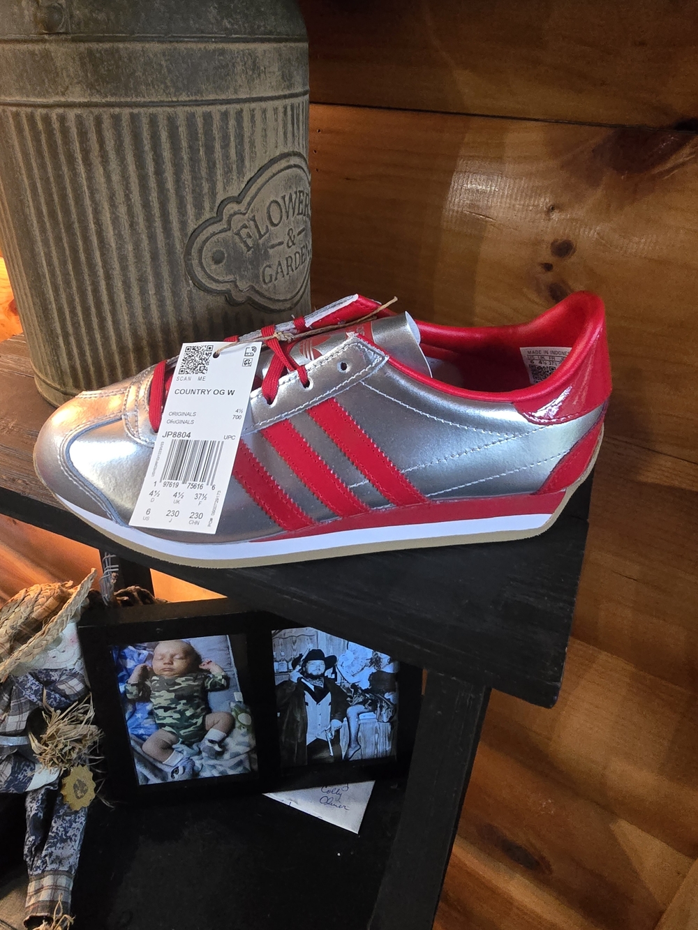 Adidas Kids Silver and Red Country OG Shoe
